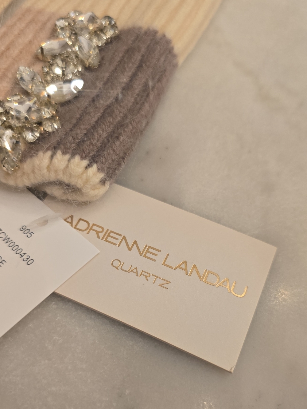 NWT Adrienne Landau Knit Embellished Fingerless Gloves - Picture 4 of 7
